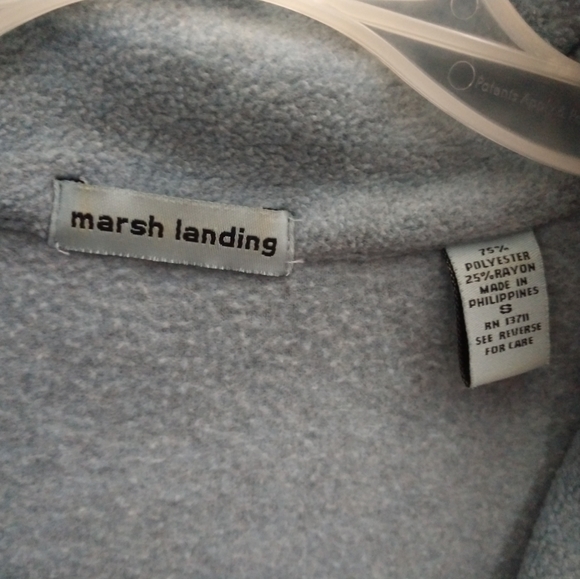 Marsh Landing Blue Green Fleece Sweater Size Small - Picture 5 of 5